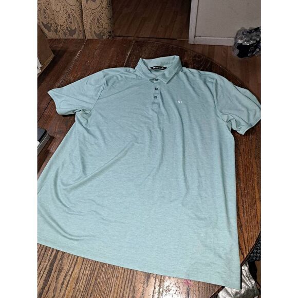 XXL Travis Mathew Green Short Sleeve 3 Button Golf Polo Athleisure Casual Shirt - Picture 1 of 5